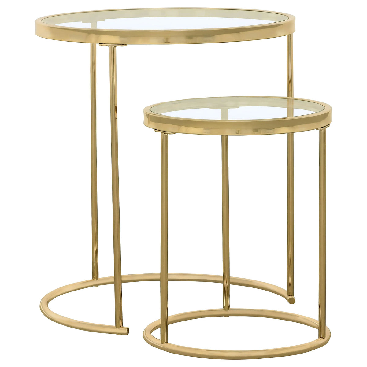 Maylin Round Glass Top Nesting Table Set Gold