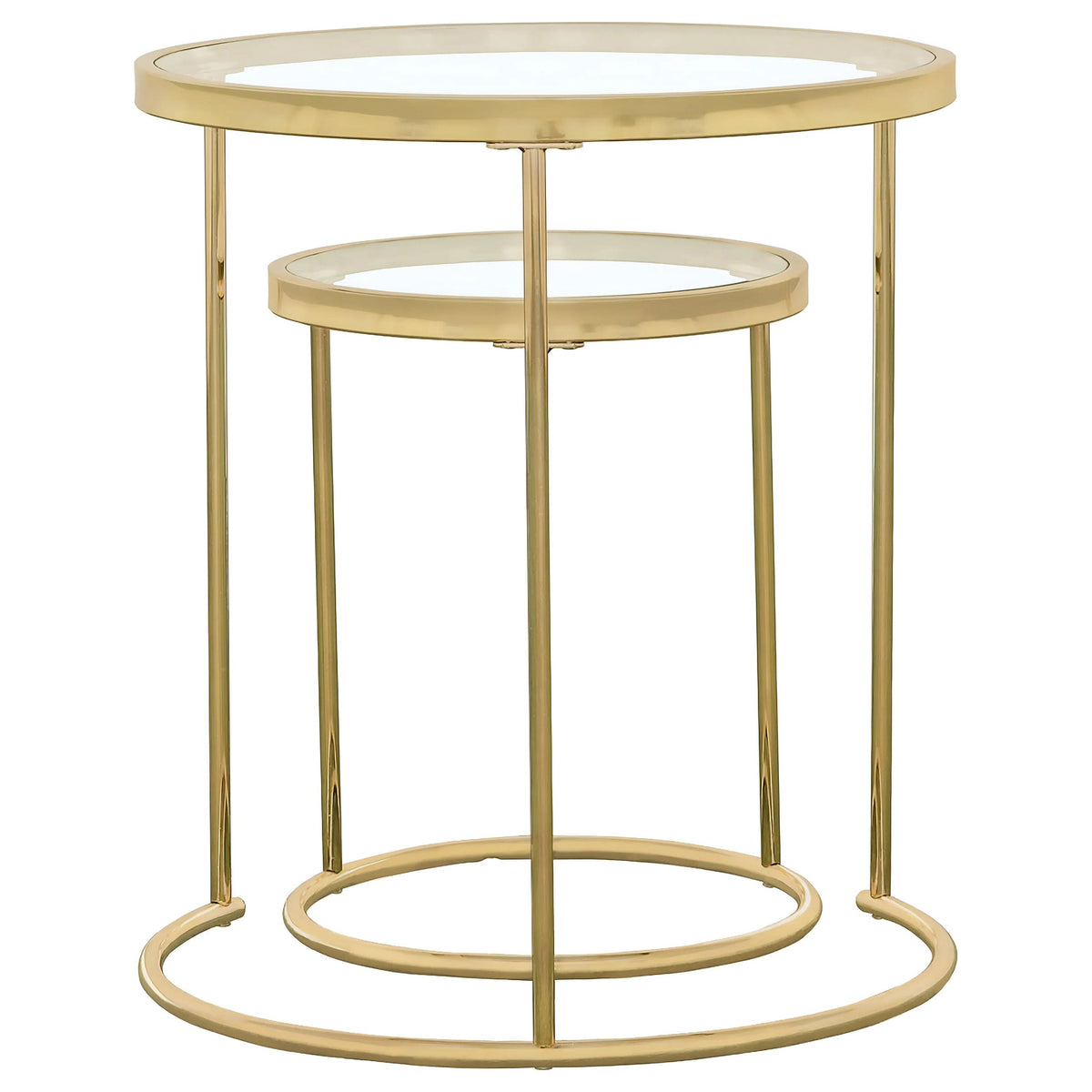 Maylin Round Glass Top Nesting Table Set Gold