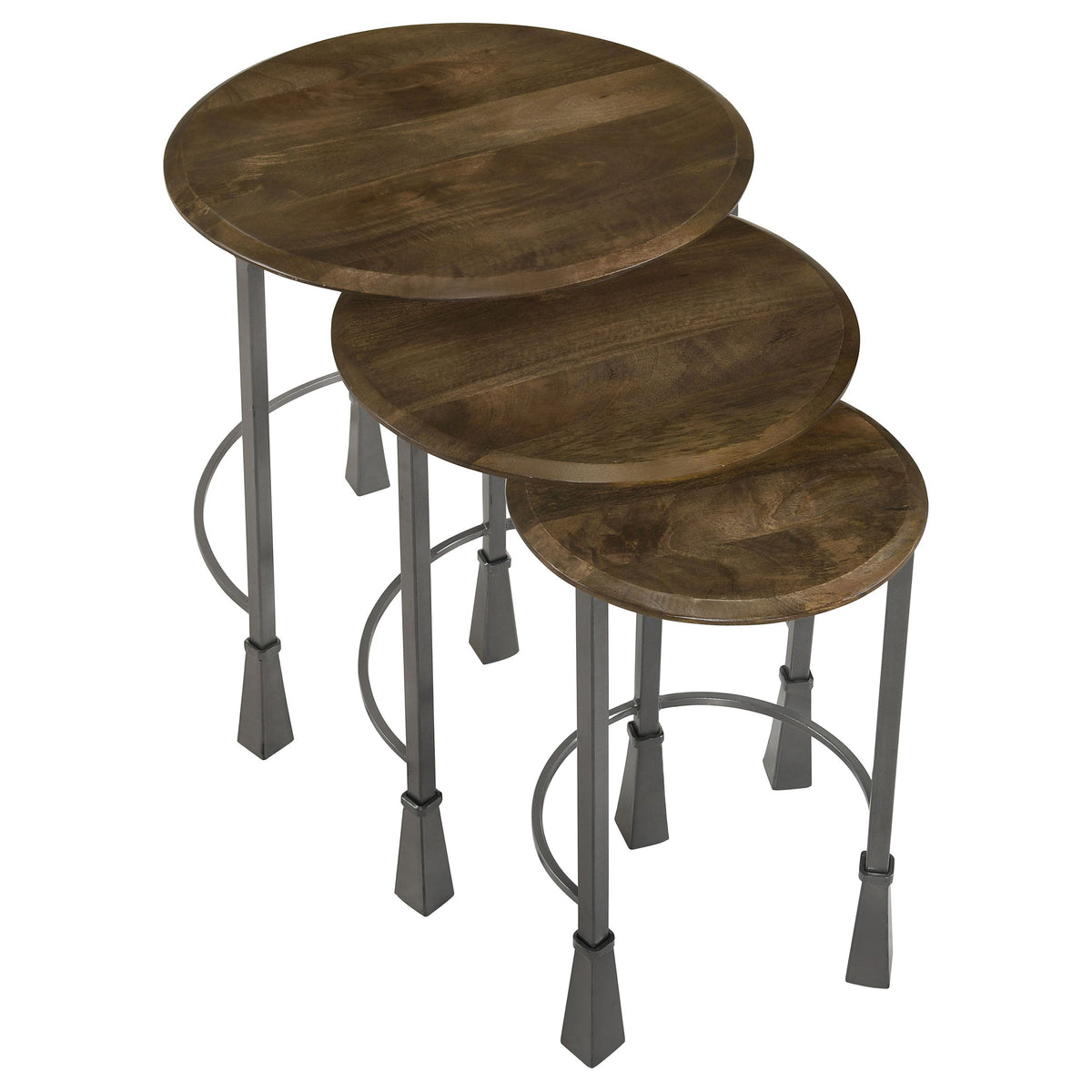 Deja Round Nesting Table Set Natural and Gunmetal