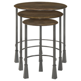 Deja Round Nesting Table Set Natural and Gunmetal