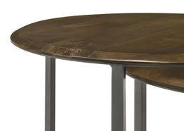 Deja Round Nesting Table Set Natural and Gunmetal