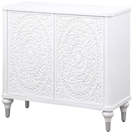 Cardella 2-door Mandala Accent Cabinet Distressed White