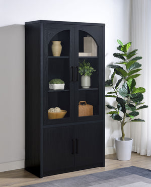 Riva 4-door Tall Accent Display Cabinet LED Lighting Black