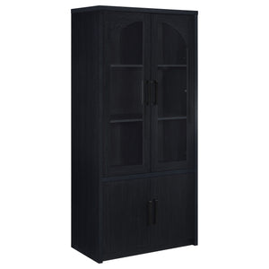 Riva 4-door Tall Accent Display Cabinet LED Lighting Black