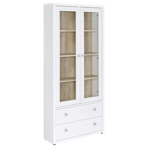 Hawthorne 4-shelf Glass Door Tall Cabinet with Drawers