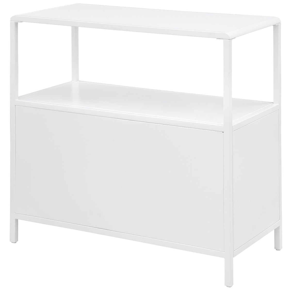 Amherst 3-shelf Radio Weave Cane Metal Accent Cabinet White