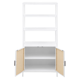 Amherst 3-shelf Radio Weave Cane Metal Accent Cabinet White