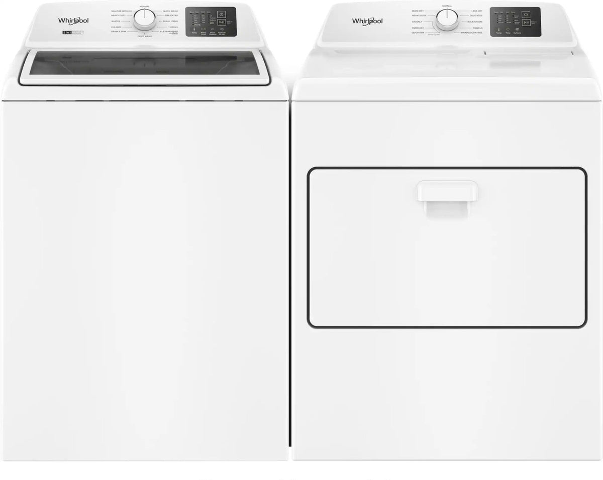 Package - Whirlpool - 4.3 Cu. Ft. High-Eficiency Top Load Washer with 2-in-1 Removable Agitator and Soft Close Glass Lid and 7.0 Cu. Ft. Electric Dryer with Adaptive Dry and Top Venting - White