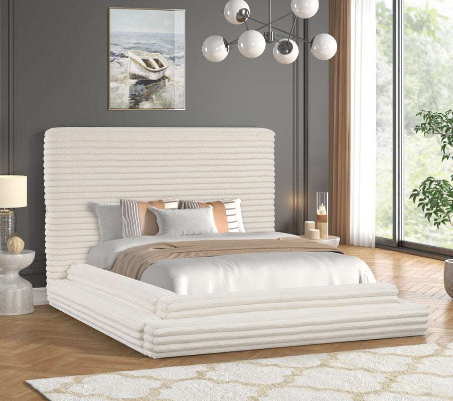 Mariah Beige Platform Bed – Includes Mattress & Smart TV