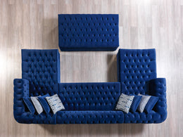 Lauren Navy Velvet Double Chaise Sectional
