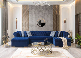 Lauren Navy Velvet Double Chaise Sectional