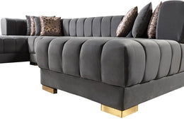 Ariana Gray Velvet Double Chaise 138" Sectional