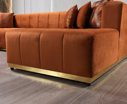 Elisha Orange Velvet Double Chaise