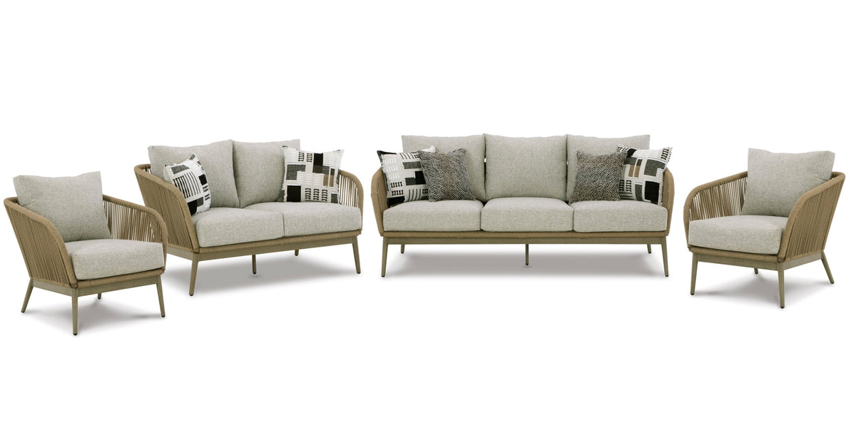 Swiss Valley Outdoor Sofa and 2 Lounge Chairs with Coffee Table and 2 End Tables