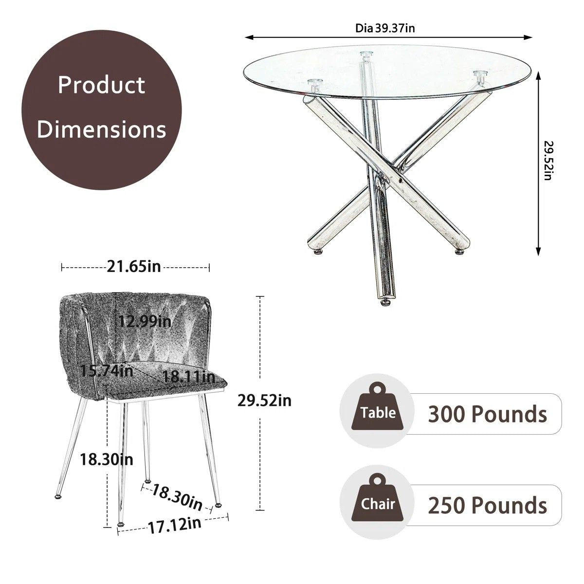 Raykwan 4 - Person Three Leg Dining Set (Gray)