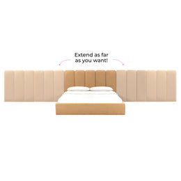 Palani Honey Velvet Queen Bed with Wings