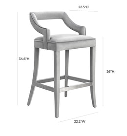 Tiffany Grey Velvet Counter Stool - UK