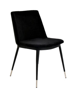 Evora Black Velvet Chair - Silver Legs (Set of 2)