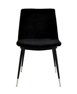 Evora Black Velvet Chair - Silver Legs (Set of 2)