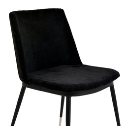 Evora Black Velvet Chair - Silver Legs (Set of 2)