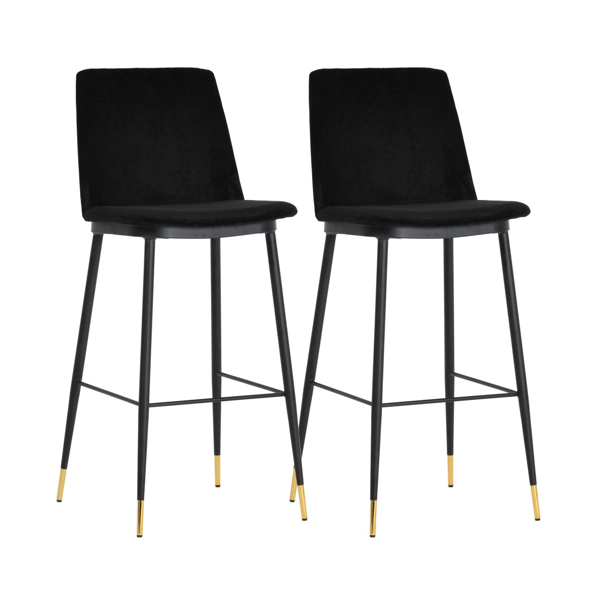 Evora Black Velvet Counter Stool (Set of 2)
