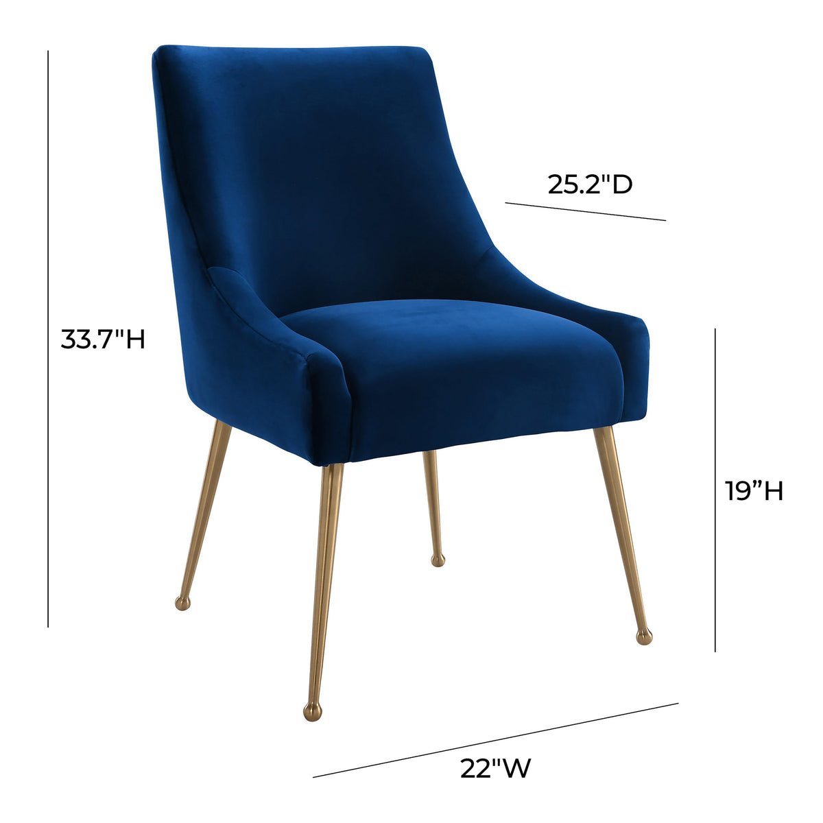 Beatrix Navy Velvet Side Chair - UK