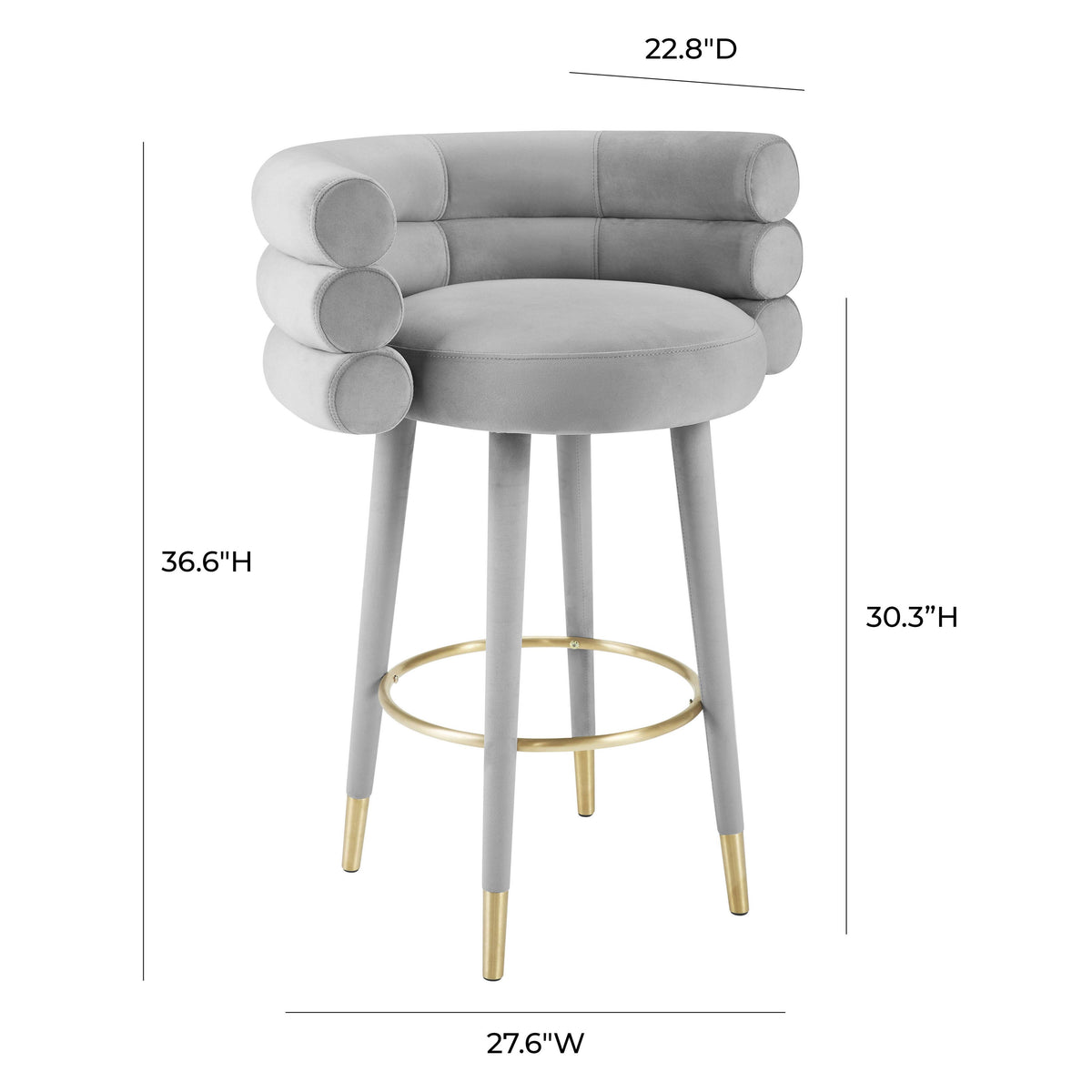 Betty Grey Velvet Barstool - UK