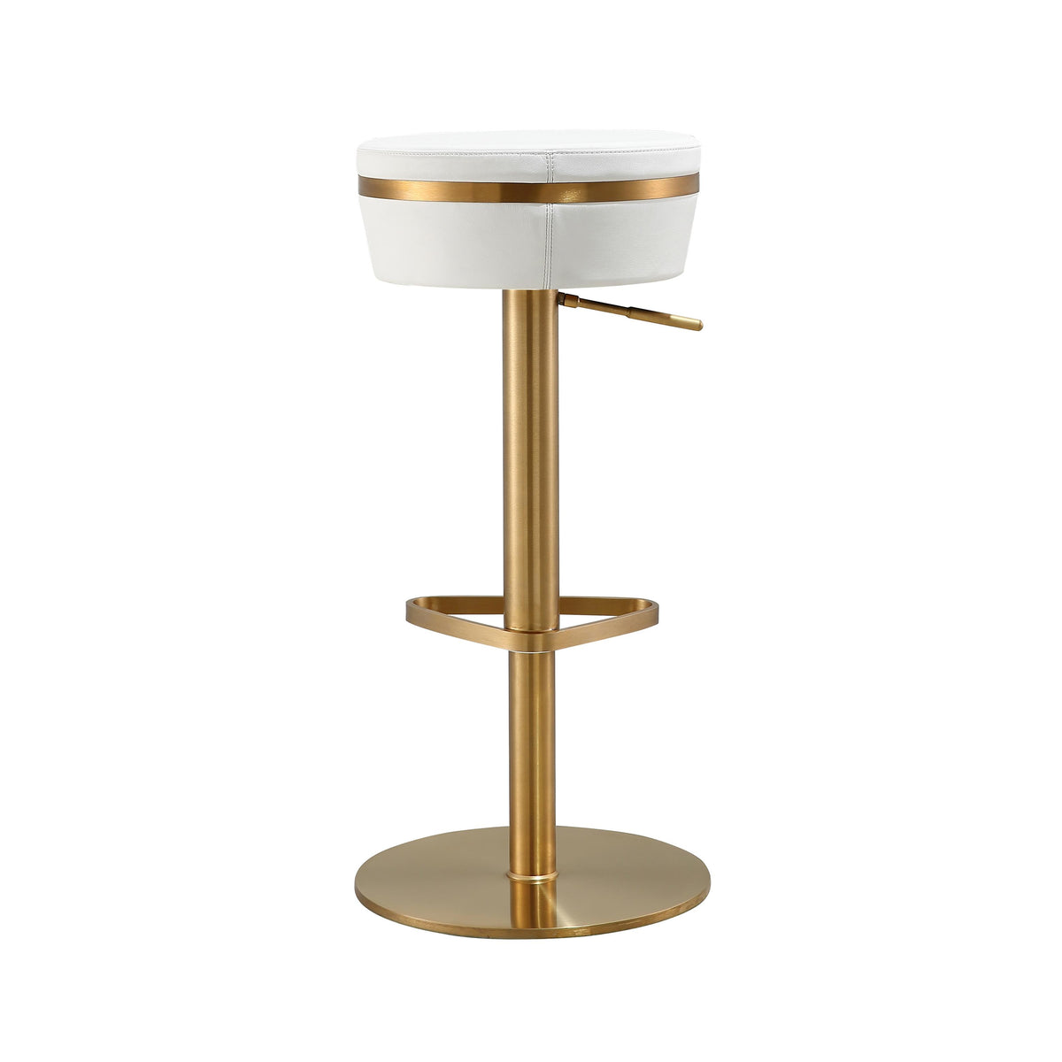 Astro White Performance Vegan Leather and Gold Adjustable Stool