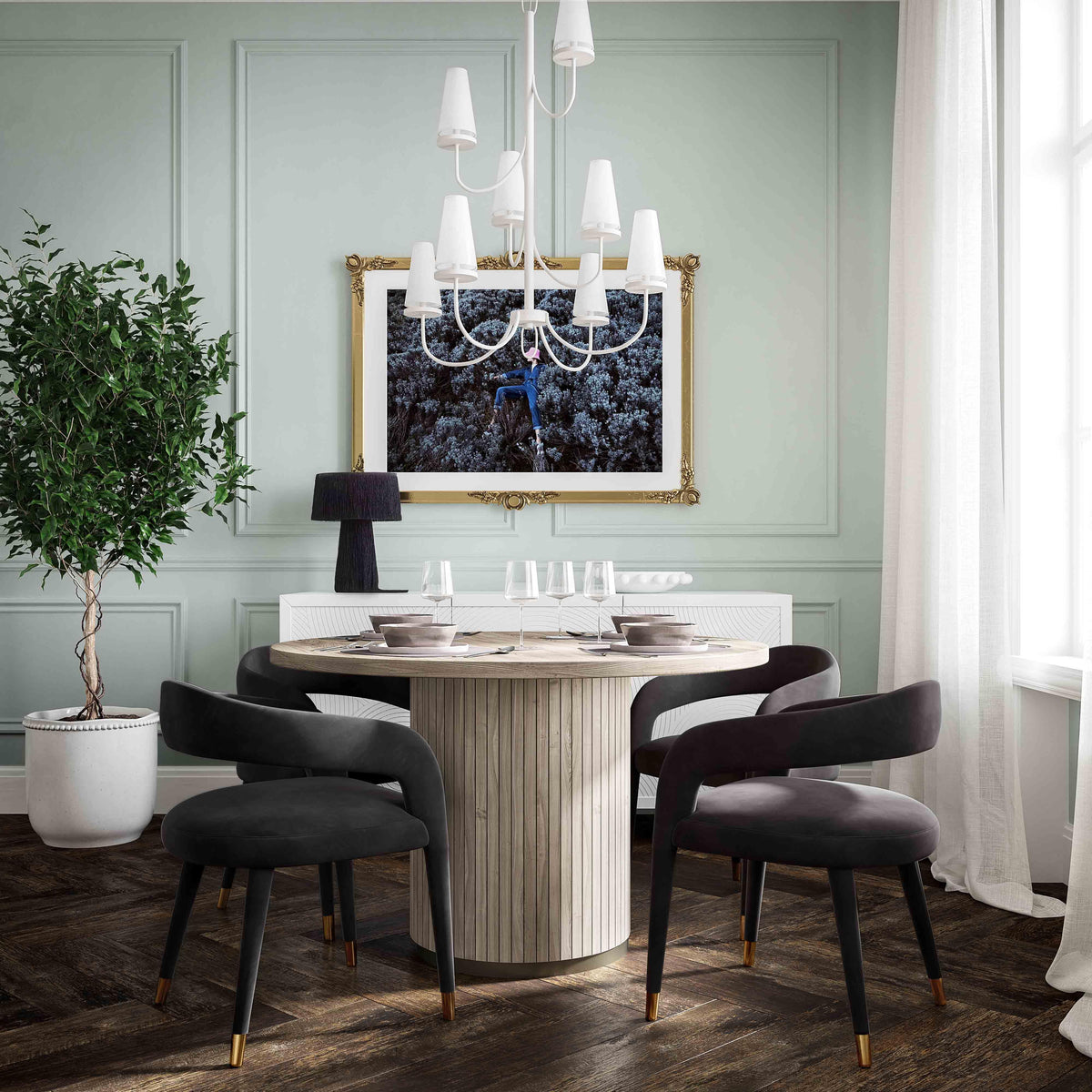 Lucia Black Velvet Dining Chair - UK