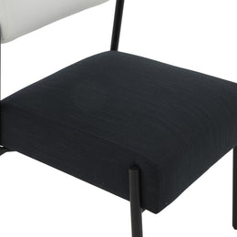 Jolene Cream and Black Performance Linen Dining Chair - Set of 2