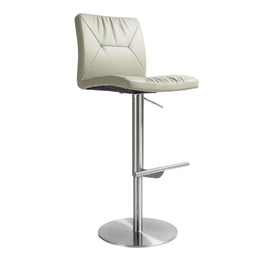Paddy Light Grey Performance Vegan Leather on Silver Adjustable Stool
