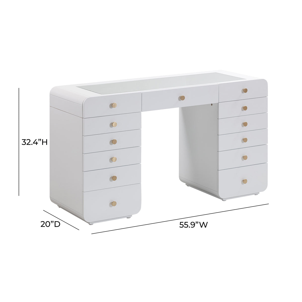 Hollywood White Desk with Vanity Mirror