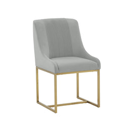 Lisa Grey Pleated Velvet Dining Chair