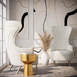 Jezebel Cream Velvet Wingback Chair - UK