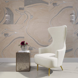 Julia Cream Velvet Channel Tufted Wingback Chair - UK