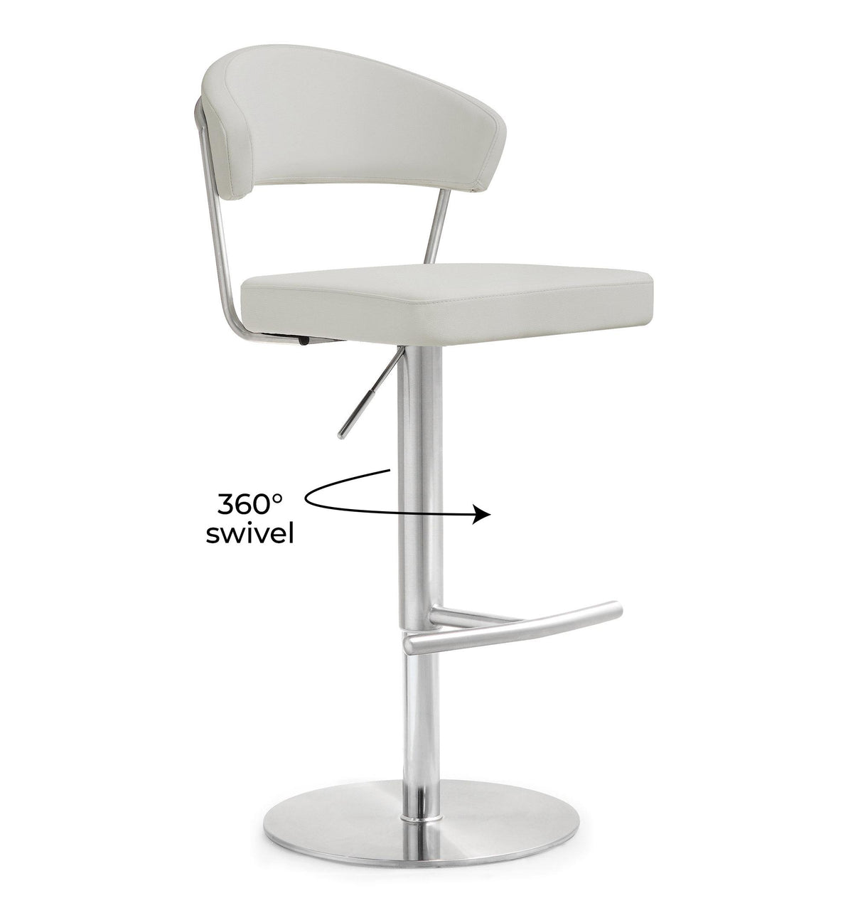 Cosmo Light Grey Stainless Steel Barstool - UK