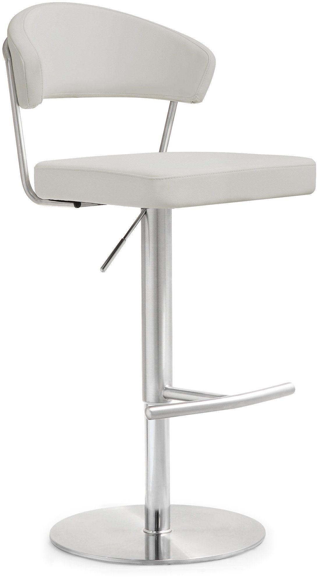 Cosmo Light Grey Performance Vegan Leather and Stainless Steel Barstool