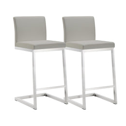 Parma Light Grey Stainless Steel Counter Stool - Set of 2 - UK