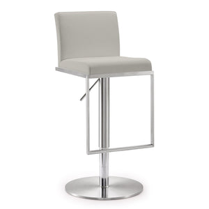 Amalfi Light Grey Vegan Leather Stool - UK