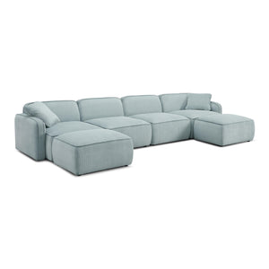 Travie Sea Foam Performance Corduroy Velvet 6-Piece Modular U-Sectional