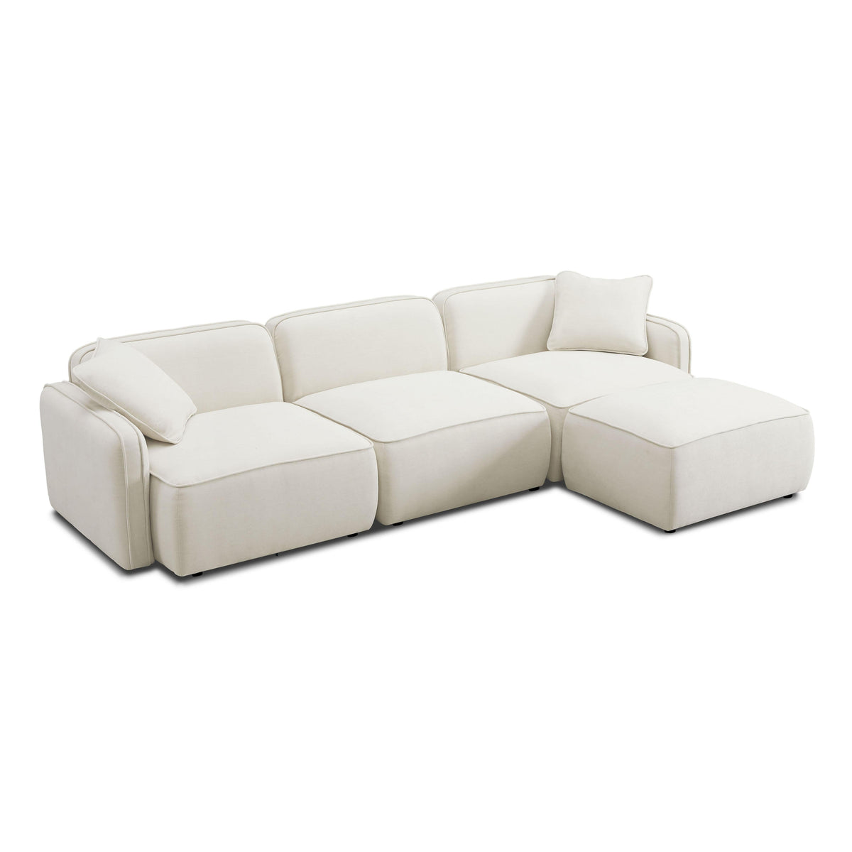 Travie Sand Upcycled Linen 4-Piece Modular Sectional