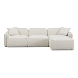 Travie Sand Upcycled Linen 4-Piece Modular Sectional