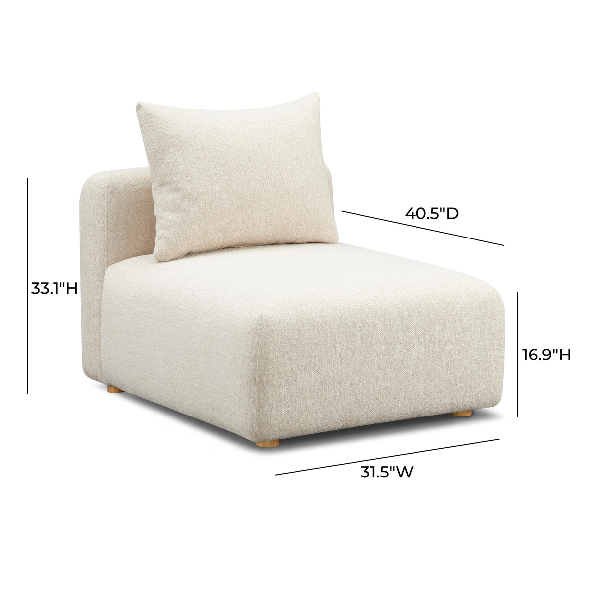 Hangover Cream Heavy Textured Fabric Modular Armless Chair