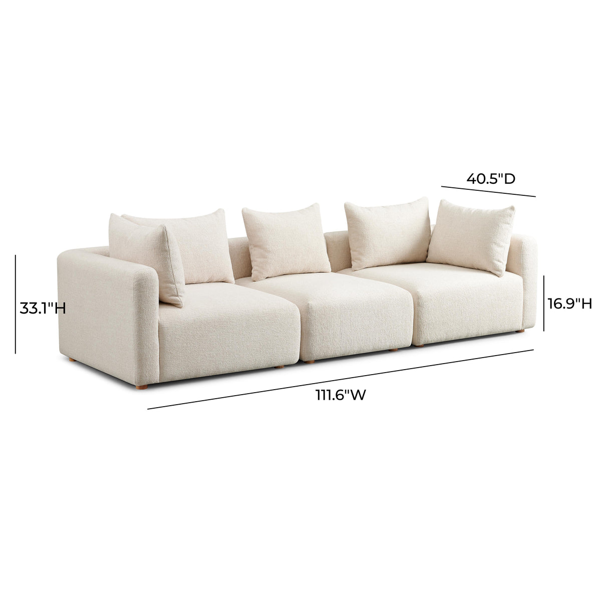 Hangover Cream Heavy Textured Fabric Sofa
