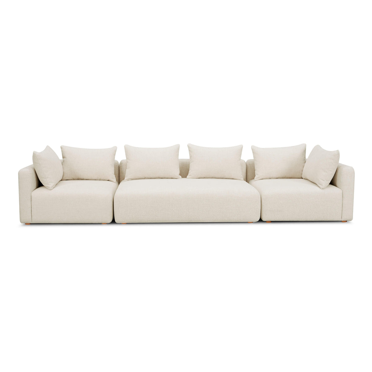 Hangover Cream Heavy Textured Fabric 145" Long Sofa