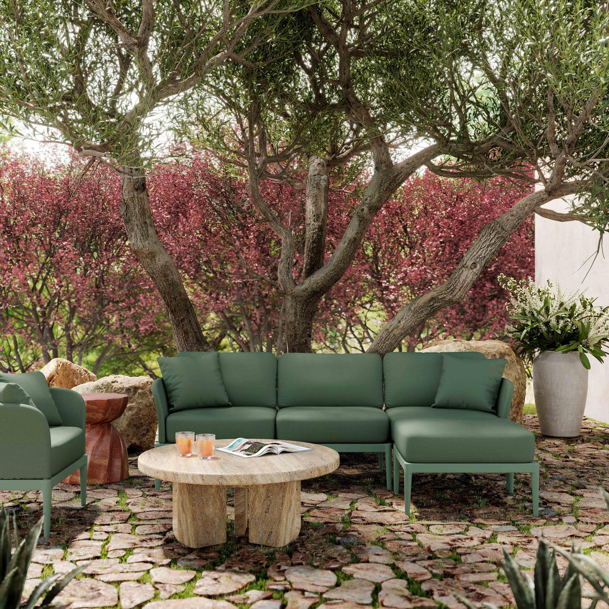 Kapri Moss Green Outdoor Ottoman