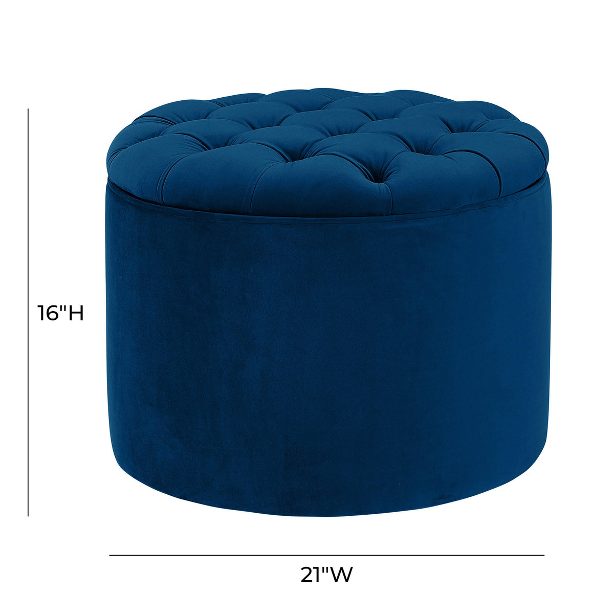 Queen Navy Velvet Storage Ottoman