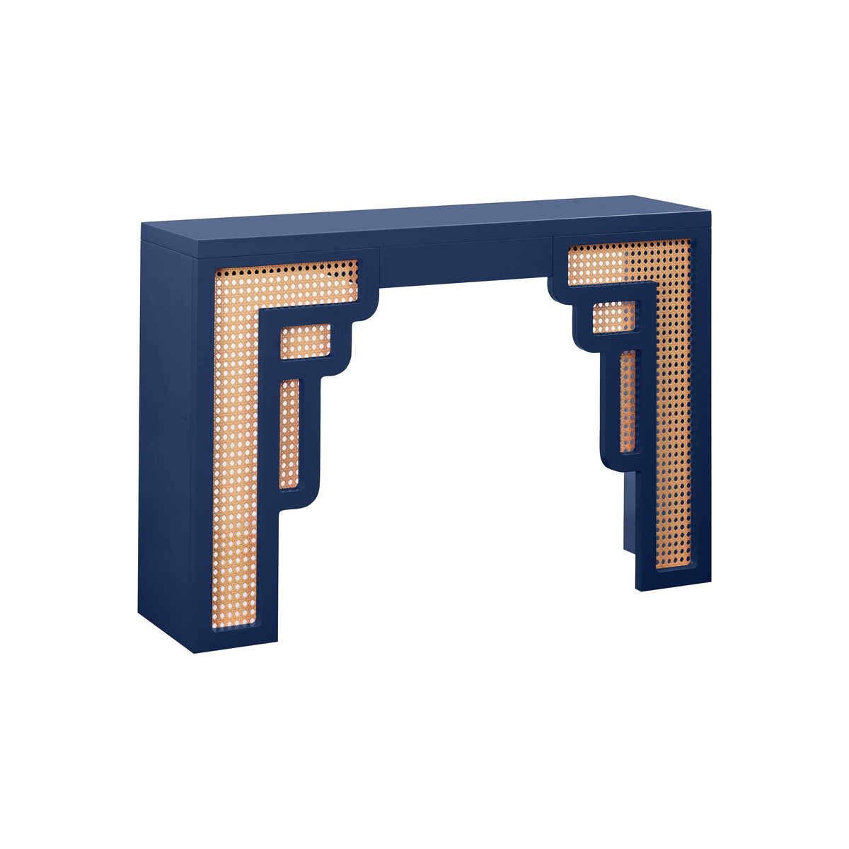 Suzie Navy & Rattan Console Table