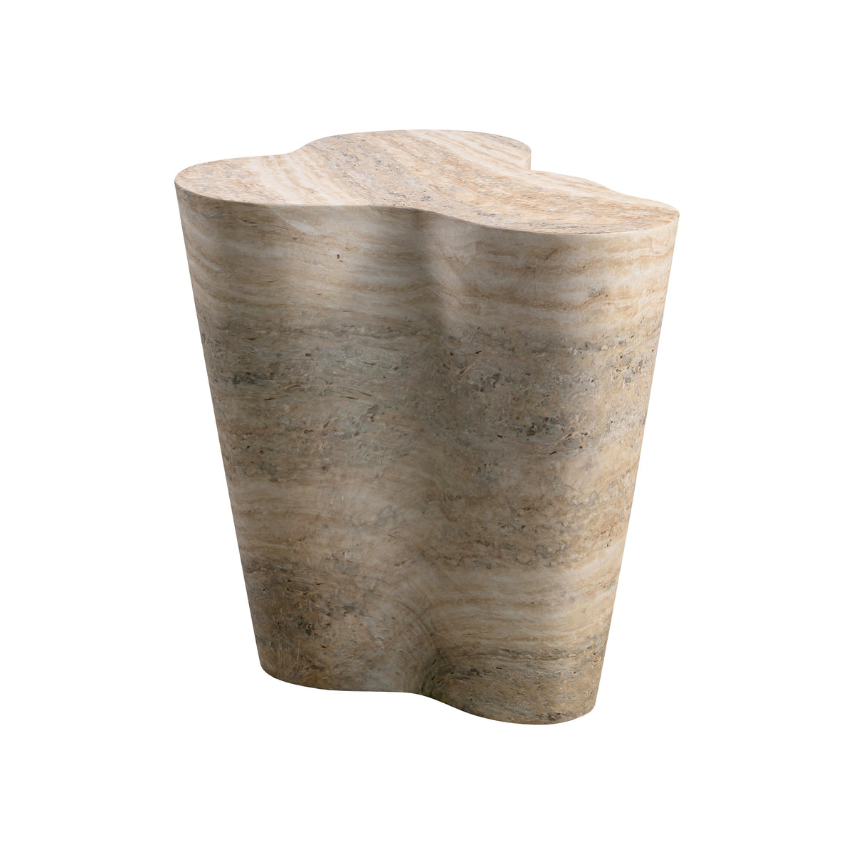 Slab Faux Travertine Tall Side Table - UK