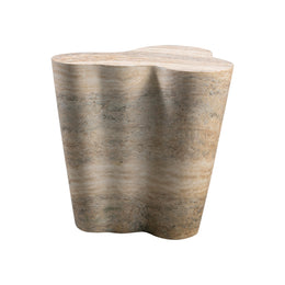 Slab Faux Travertine Tall Side Table - UK
